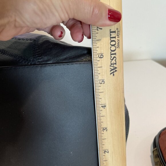 VTG Michael Stevens Leather Patchwork Shoulder Bag w/ Matching Makeup Bag NEW - Picture 10 of 16